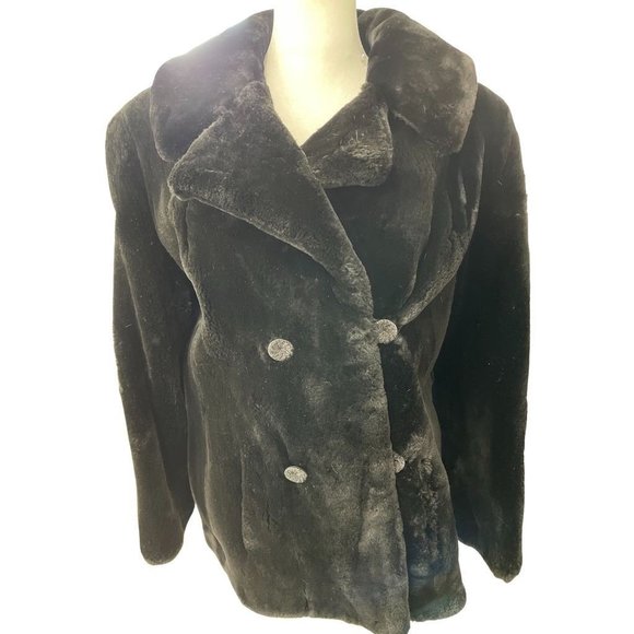 Skaidrite Pastors Vintage Black Sheared Beaver Fur Coat